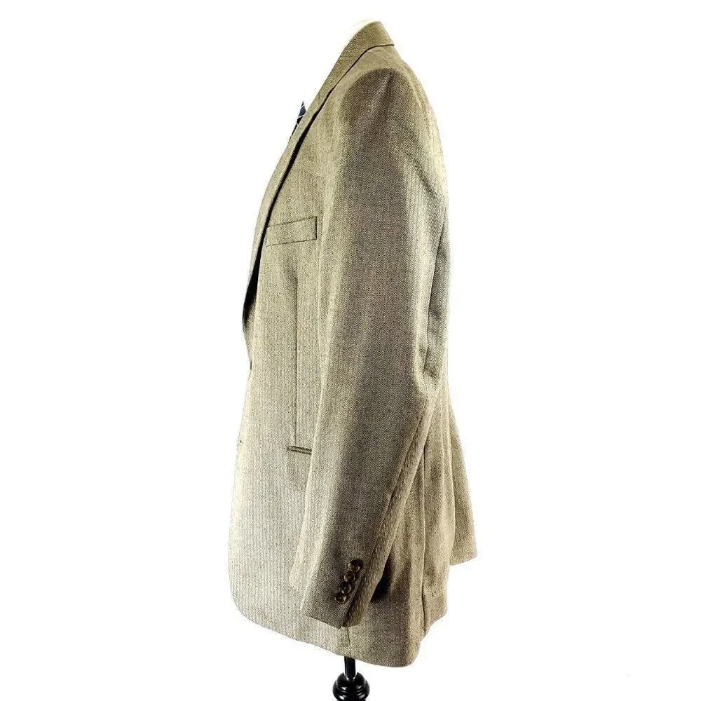 Jos A Bank Signature Camel Hair Silk 2‎ Button Sport Coat 44L Tan Herringbone